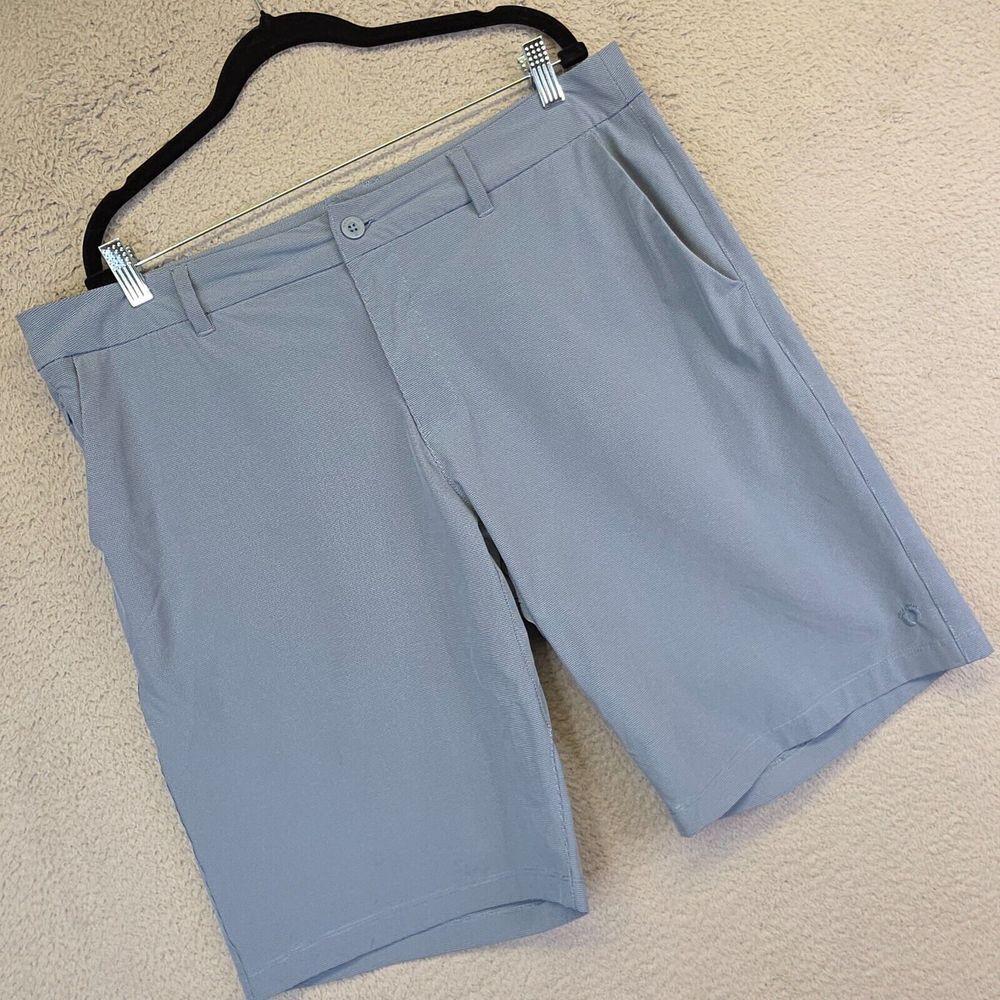 Hang Ten Shorts Mens 38 Blue Flat Front Check Quick Dry Golf Sports Performance